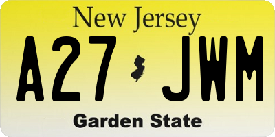 NJ license plate A27JWM