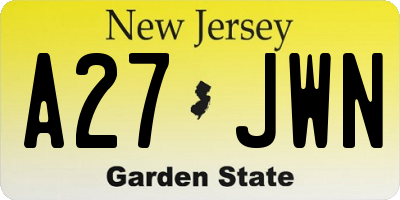 NJ license plate A27JWN