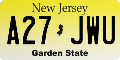 NJ license plate A27JWU