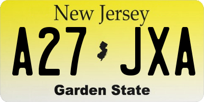 NJ license plate A27JXA