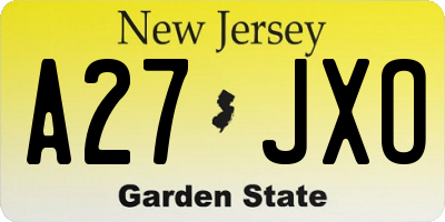 NJ license plate A27JXO