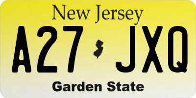 NJ license plate A27JXQ