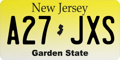 NJ license plate A27JXS