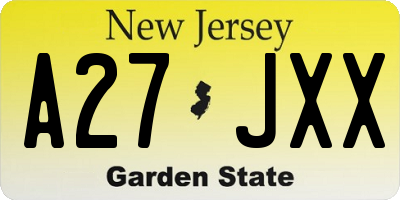 NJ license plate A27JXX