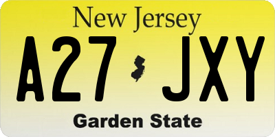 NJ license plate A27JXY