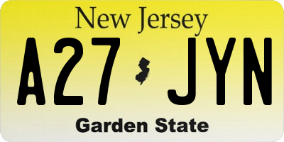 NJ license plate A27JYN