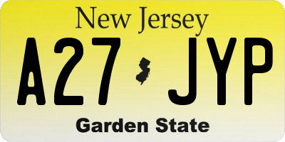 NJ license plate A27JYP