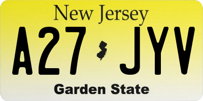 NJ license plate A27JYV