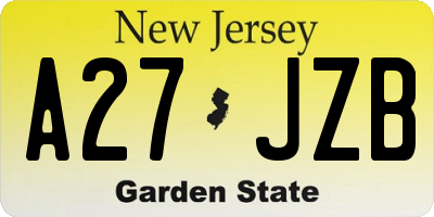 NJ license plate A27JZB