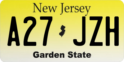 NJ license plate A27JZH