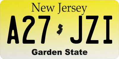 NJ license plate A27JZI