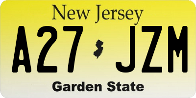NJ license plate A27JZM