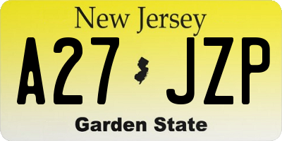 NJ license plate A27JZP