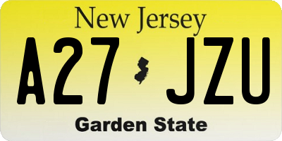 NJ license plate A27JZU