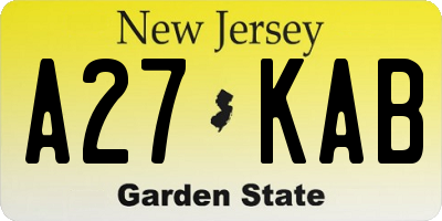 NJ license plate A27KAB