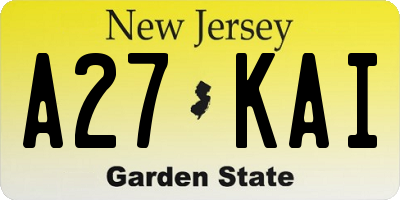 NJ license plate A27KAI