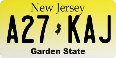 NJ license plate A27KAJ