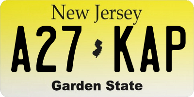 NJ license plate A27KAP