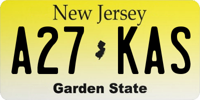 NJ license plate A27KAS
