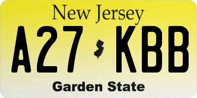 NJ license plate A27KBB