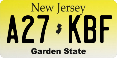 NJ license plate A27KBF