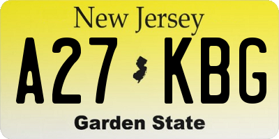 NJ license plate A27KBG