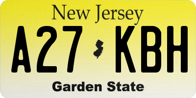 NJ license plate A27KBH