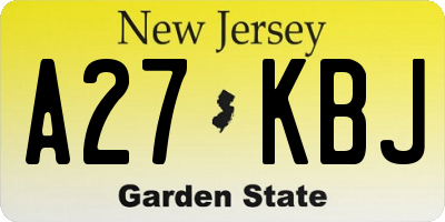 NJ license plate A27KBJ