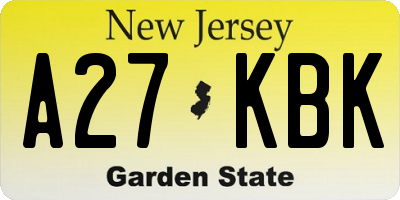 NJ license plate A27KBK