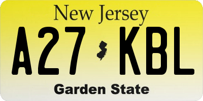 NJ license plate A27KBL