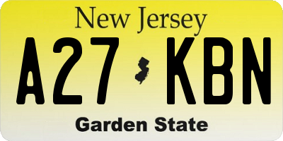 NJ license plate A27KBN