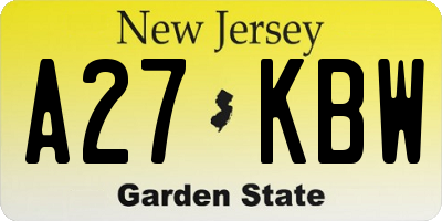 NJ license plate A27KBW