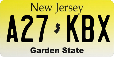NJ license plate A27KBX