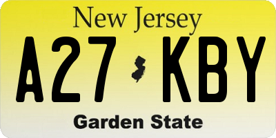 NJ license plate A27KBY