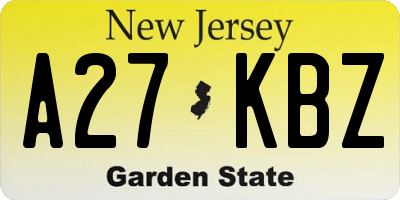 NJ license plate A27KBZ