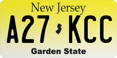 NJ license plate A27KCC