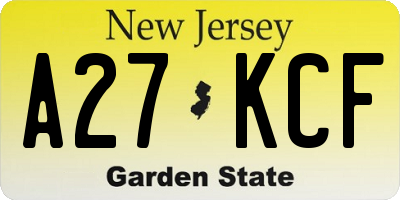 NJ license plate A27KCF