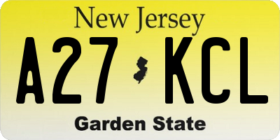 NJ license plate A27KCL