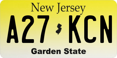 NJ license plate A27KCN
