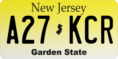NJ license plate A27KCR