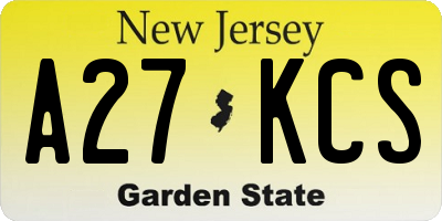 NJ license plate A27KCS