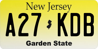 NJ license plate A27KDB