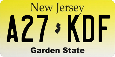 NJ license plate A27KDF