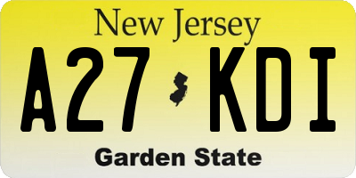 NJ license plate A27KDI