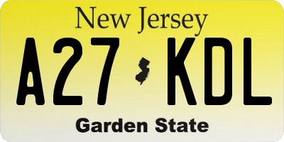 NJ license plate A27KDL