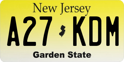 NJ license plate A27KDM