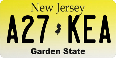 NJ license plate A27KEA
