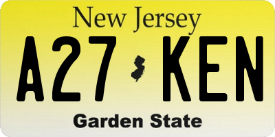NJ license plate A27KEN