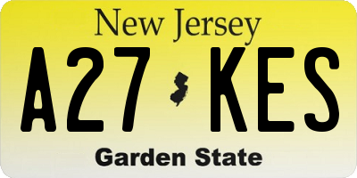 NJ license plate A27KES