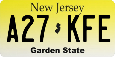 NJ license plate A27KFE